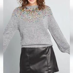 Ready for confetti comfy grey sparkle sequin sweater